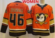 Wholesale Cheap Women's Anaheim Ducks #46 Trevor Zegras Orange Authentic Adidas Jersey