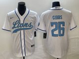 Wholesale Cheap Men's Detroit Lions #26 Jahmyr Gibbs White Cool Base Stitched Baseball Jersey