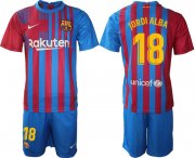 Wholesale Cheap Men 2021-2022 Club Barcelona home blue 18 Nike Soccer Jersey