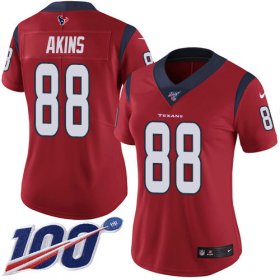 Wholesale Cheap Nike Texans #88 Jordan Akins Red Alternate Women\'s Stitched NFL 100th Season Vapor Untouchable Limited Jersey