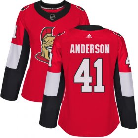Wholesale Cheap Adidas Senators #41 Craig Anderson Red Home Authentic Women\'s Stitched NHL Jersey