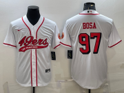 Wholesale Cheap Men's San Francisco 49ers #97 Nick Bosa New White With Patch Cool Base Stitched Baseball Jersey