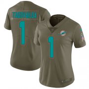 Wholesale Cheap Nike Dolphins #1 Tua Tagovailoa Olive Women's Stitched NFL Limited 2017 Salute To Service Jersey