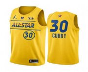 Wholesale Cheap Men's 2021 All-Star #30 Stephen Curry Yellow Western Conference Stitched NBA Jersey