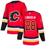 Wholesale Cheap Adidas Flames #28 Elias Lindholm Red Home Authentic Drift Fashion Stitched NHL Jersey