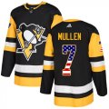 Wholesale Cheap Adidas Penguins #7 Joe Mullen Black Home Authentic USA Flag Stitched NHL Jersey