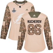 Cheap Adidas Lightning #86 Nikita Kucherov Camo Authentic 2017 Veterans Day Women's 2020 Stanley Cup Champions Stitched NHL Jersey