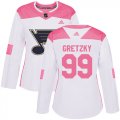 Wholesale Cheap Adidas Blues #99 Wayne Gretzky White/Pink Authentic Fashion Women's Stitched NHL Jersey