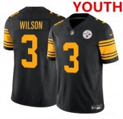 Cheap Youth Pittsburgh Steelers #3 Russell Wilson Black 2023 F.U.S.E. Color Rush Limited Football Stitched Jersey