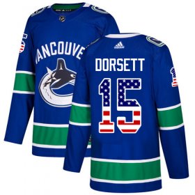Wholesale Cheap Adidas Canucks #15 Derek Dorsett Blue Home Authentic USA Flag Stitched NHL Jersey