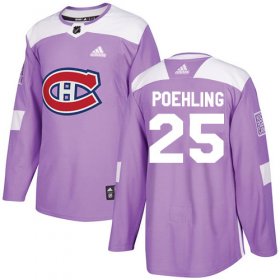 Wholesale Cheap Adidas Canadiens #25 Ryan Poehling Purple Authentic Fights Cancer Stitched Youth NHL Jersey