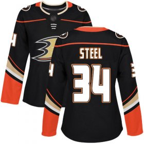 Wholesale Cheap Adidas Ducks #34 Sam Steel Black Home Authentic Women\'s Stitched NHL Jersey