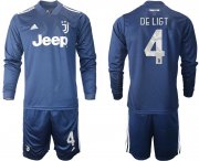 Wholesale Cheap Men 2020-2021 club Juventus away long sleeves 4 blue Soccer Jerseys