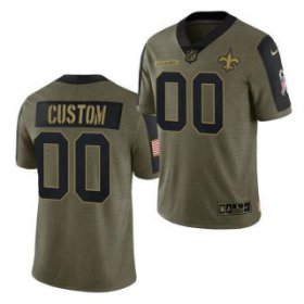 Wholesale Cheap Men\'s Olive New Orleans Saints ACTIVE PLAYER Custom 2021 Salute To Service Limited Stitched Jersey