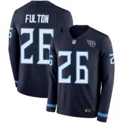 Wholesale Cheap Nike Titans #26 Kristian Fulton Navy Blue Team Color Youth Stitched NFL Limited Therma Long Sleeve Jersey