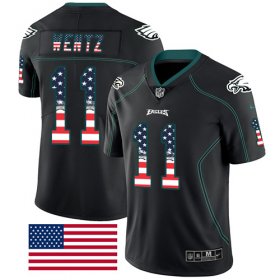 Wholesale Cheap Nike Eagles #11 Carson Wentz Black Men\'s Stitched NFL Limited Rush USA Flag Jersey