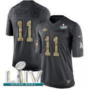 Wholesale Cheap Nike Chiefs #11 Demarcus Robinson Black Super Bowl LIV 2020 Men's Stitched NFL Limited 2016 Salute to Service Jersey