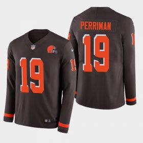 Wholesale Cheap Nike Browns #19 Breshad Perriman Brown Team Color Men\'s Stitched NFL Limited Therma Long Sleeve Jersey