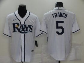 Wholesale Cheap Men\'s Tampa Bay Rays #5 Wander Franco White Stitched MLB Cool Base Nike Jersey