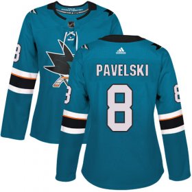 Wholesale Cheap Adidas Sharks #8 Joe Pavelski Teal Home Authentic Women\'s Stitched NHL Jersey