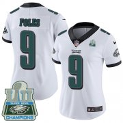 Wholesale Cheap Nike Eagles #9 Nick Foles White Super Bowl LII Champions Women's Stitched NFL Vapor Untouchable Limited Jersey