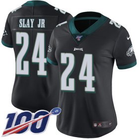 Wholesale Cheap Nike Eagles #24 Darius Slay Jr Black Alternate Women\'s Stitched NFL 100th Season Vapor Untouchable Limited Jersey