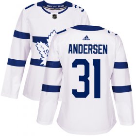 Wholesale Cheap Adidas Maple Leafs #31 Frederik Andersen White Authentic 2018 Stadium Series Women\'s Stitched NHL Jersey