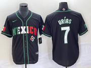 Wholesale Cheap Men's Mexico Baseball #7 Julio Urias 2023 Black White World Classic Stitched Jersey 1