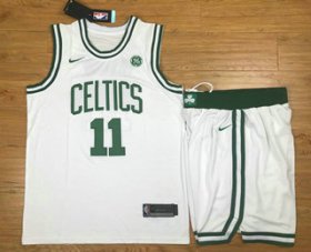 Wholesale Cheap Men\'s Boston Celtics #11 Kyrie Irving White 2017-2018 Nike Swingman Stitched NBA Jersey With Shorts