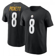 Wholesale Cheap Men's Pittsburgh Steelers #8 Kenny Pickett 2022 Black NFL Draft First Round Pick Player Name & Number T-Shirt