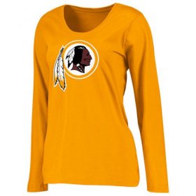 Wholesale Cheap Women\'s Washington Redskins Pro Line Primary Team Logo Slim Fit Long Sleeve T-Shirt Yellow