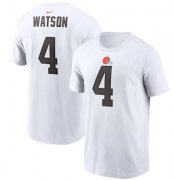 Wholesale Cheap Men's Cleveland Browns #4 Deshaun Watson 2022 White Name & Number T-Shirt