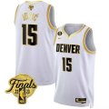 Wholesale Cheap Men's Denver Nuggets #15 Nikola Jokic White 2023 Finals Collection With NO.6 Patch Stitched Basketball Jersey