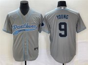 Wholesale Cheap Men's Carolina Panthers #9 Bryce Young Gray With Patch Cool Base Stitched Baseball Jersey