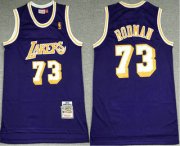 Wholesale Cheap Men's Los Angeles Lakers #73 Dennis Rodman Purple 1998-99 Hardwood Classics Soul Swingman Stitched NBA Throwback Jersey