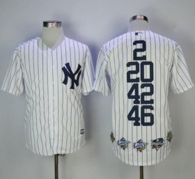 Wholesale Cheap Yankees #2 #20 #42 #46 White Strip World Series Champions Stitched Jersey