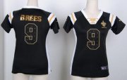 Wholesale Cheap Nike Saints #9 Drew Brees Black Women's Stitched NFL Elite Draft Him Shimmer Jersey