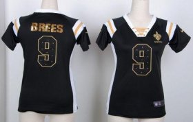 Wholesale Cheap Nike Saints #9 Drew Brees Black Women\'s Stitched NFL Elite Draft Him Shimmer Jersey