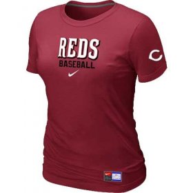 Wholesale Cheap Women\'s Cincinnati Reds Nike Short Sleeve Practice MLB T-Shirt Red