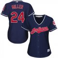 Wholesale Cheap Indians #24 Andrew Miller Navy Blue Women's Alternate Stitched MLB Jersey