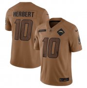 Wholesale Cheap Men's Los Angeles Chargers #10 Justin Herbert 2023 Brown Salute To Service Limited Football Stitched Jersey