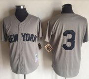 Wholesale Cheap Mitchell And Ness Yankees #3 Babe Ruth Grey Throwback Stitched MLB Jersey