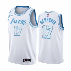 Wholesale Cheap Los Angeles Lakers #17 Dennis Schroder 2020-21 White City Edition Jersey Blue Silver Logo
