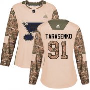 Wholesale Cheap Adidas Blues #91 Vladimir Tarasenko Camo Authentic 2017 Veterans Day Women's Stitched NHL Jersey