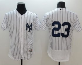 Wholesale Cheap Yankees #23 Don Mattingly White Strip Flexbase Authentic Collection Stitched MLB Jersey