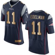 Wholesale Cheap Nike Patriots #11 Julian Edelman Navy Blue Team Color Men's Stitched NFL New Elite Gold Jersey