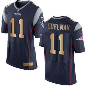 Wholesale Cheap Nike Patriots #11 Julian Edelman Navy Blue Team Color Men\'s Stitched NFL New Elite Gold Jersey