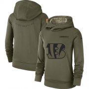 Wholesale Cheap Women's Cincinnati Bengals Nike Olive Salute to Service Sideline Therma Performance Pullover Hoodie