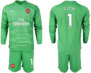 Wholesale Cheap Arsenal #1 Cech Green Goalkeeper Long Sleeves Soccer Club Jersey