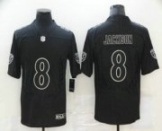Wholesale Cheap Men's Baltimore Ravens #8 Lamar Jackson Black Commemorative Edition 2020 Vapor Untouchable Stitched NFL Nike Limited Jersey